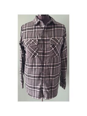 Men's WEIV Gray Plaid Flannel Shirt Size S